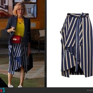 BCBGMAXAZRIA Stripped Asymmetrical midi skirt size L